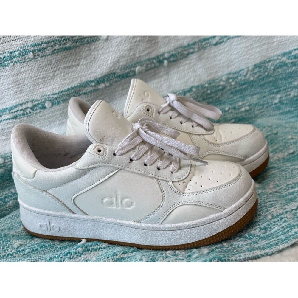 Alo Yoga Recovery Mode Sneakers Shoes White Gum Sole Vegan Leather Size 8.5